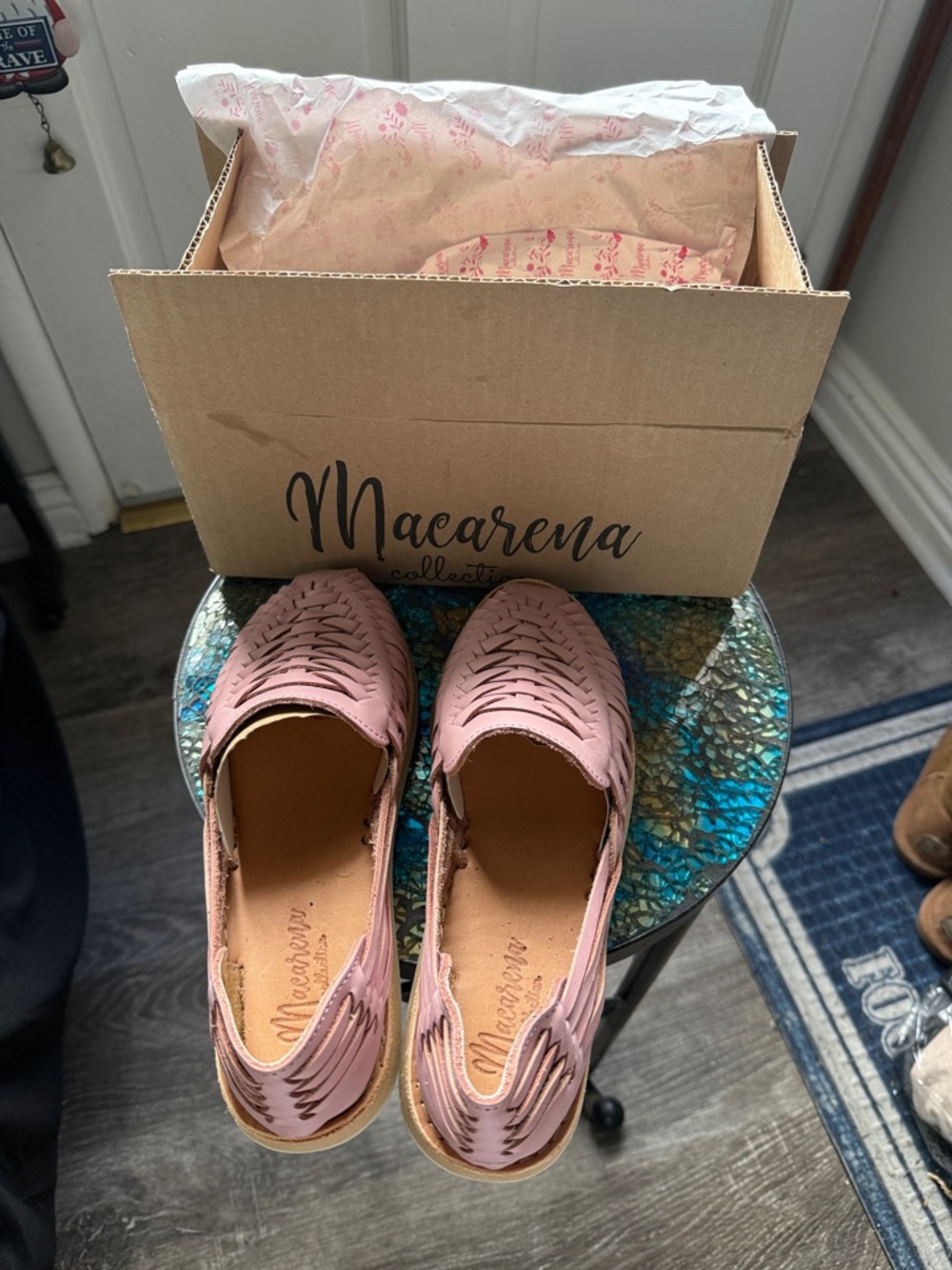 Macarena Women’s Pink Woven Leather Flats